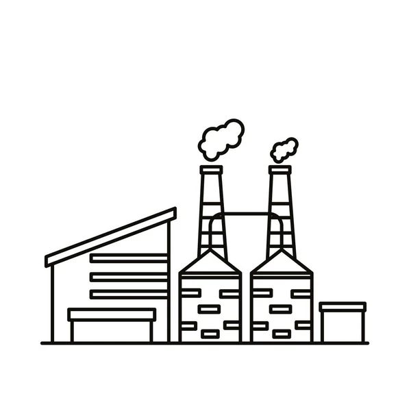Fabrika binaları ve baca çizgisi tarzı simgeler — Stok Vektör