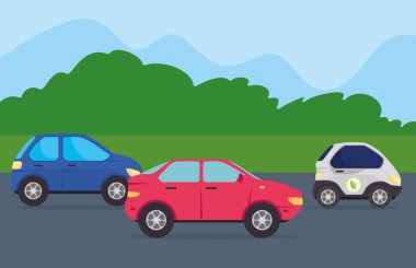 Çevre dostu konsept, yolda elektrikli arabalar