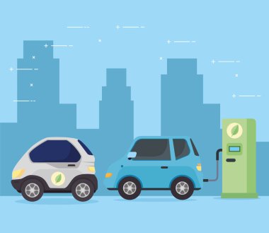 Şarj istasyonu yolunda elektrikli araçlar