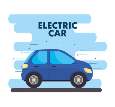 Çevre dostu konsept, mavi renkli elektrikli araba