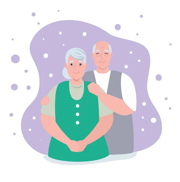 Casal de idosos sorrindo, mulher velha e homem velho casal no amor — Vetor de Stock