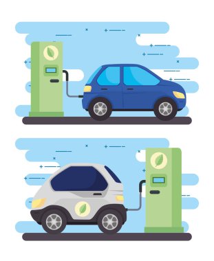 Yükleme istasyonu yolunda pankart ve elektrikli araçlar