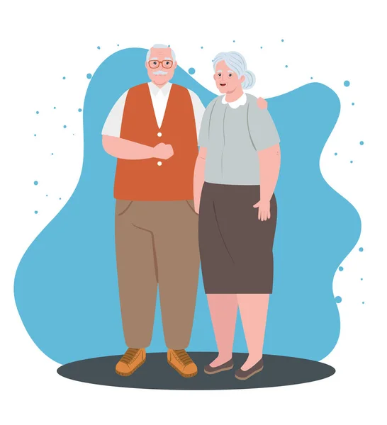 Casal de idosos sorrindo, mulher velha e homem velho casal no amor —  Vetores de Stock