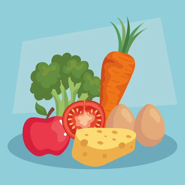Conjunto de verduras frescas y saludables — Vector de stock
