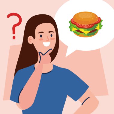 Düşünceli kadın, ne yiyeceğini düşünen kadın.