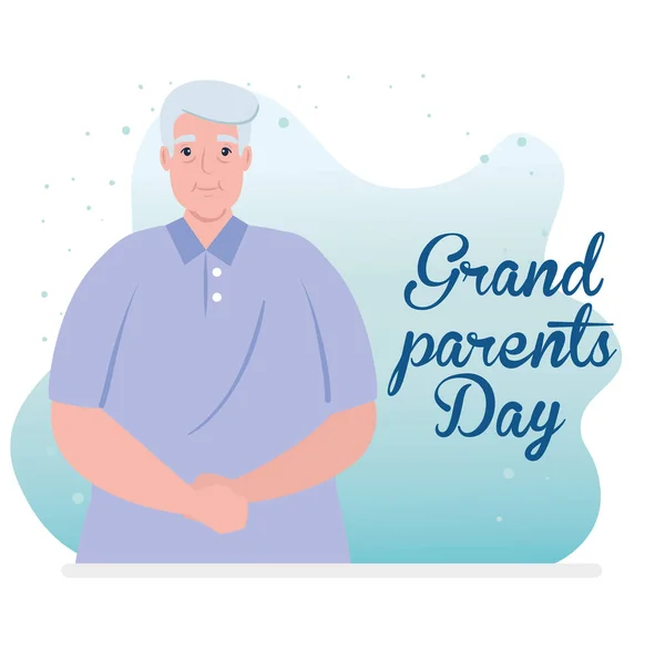 Glücklicher Großelterntag mit süßem Opa — Stockvektor