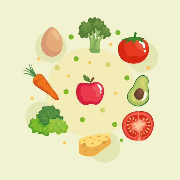 Набір свіжих і здорових овочів — стоковий вектор