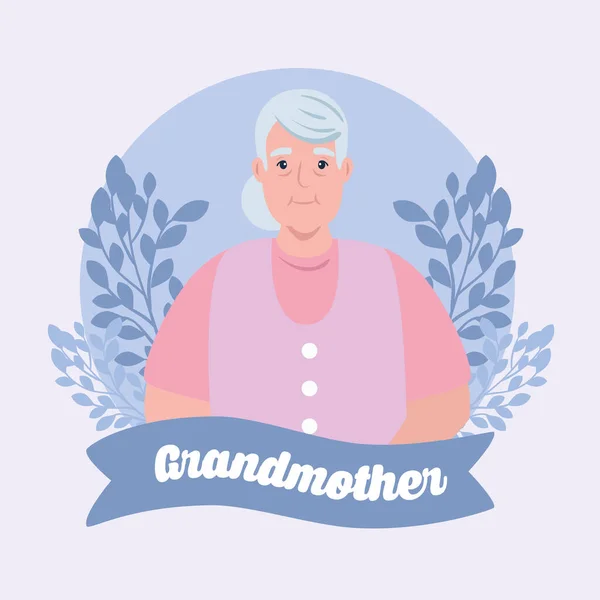 Szczęśliwy dzień dziadków z cute babcia i pozostawia dekoracji — Wektor stockowy