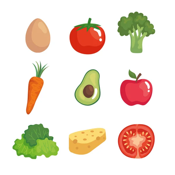 一套新鲜健康的蔬菜 — 图库矢量图片