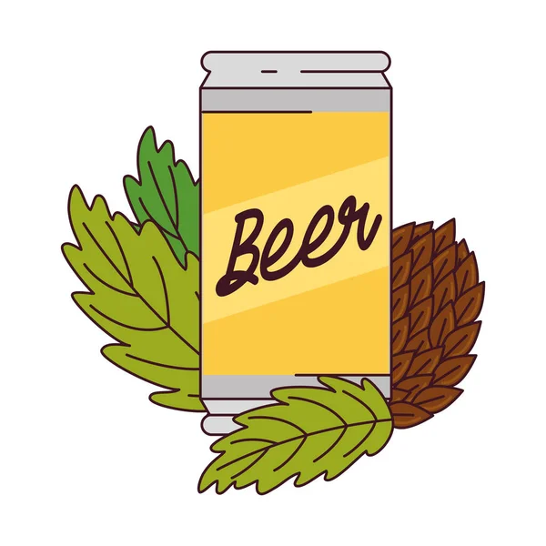 啤酒罐头，带有白色背景的跳跃种子 — 图库矢量图片