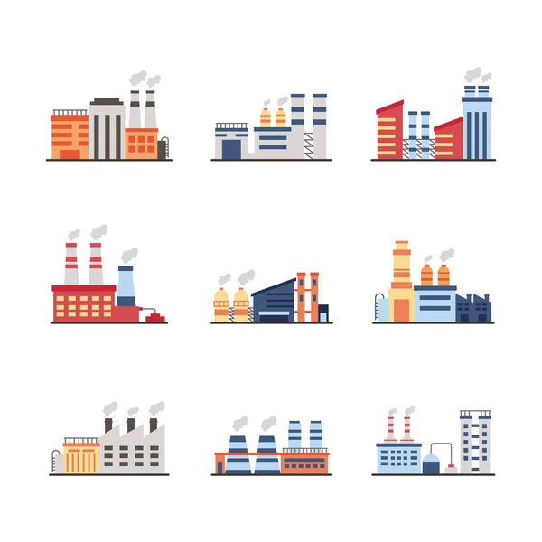 Bundle of industry factory set icons — Stock Vector