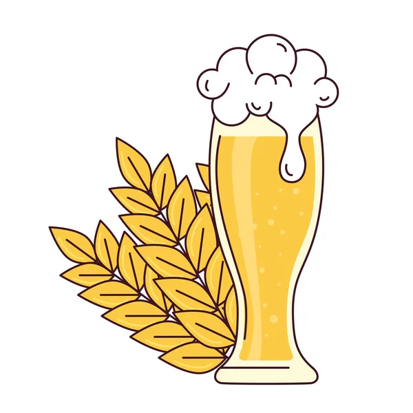 Стакан пива с пеной и шипами на белом фоне — стоковый вектор