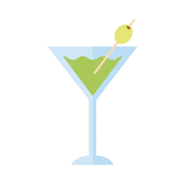 Kopp med cocktail dryck och oliv platt stil ikon — Stock vektor