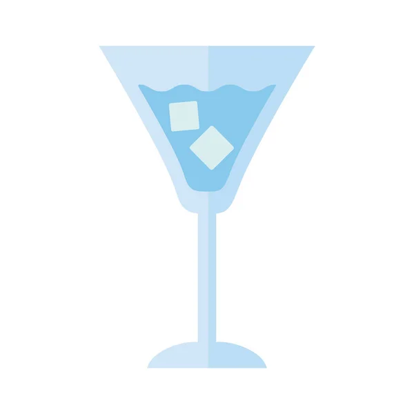 一杯加水和冰块的杯子喝扁平的图标 — 图库矢量图片