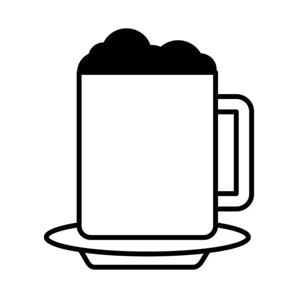 Kaffemugg med skum dryck linje stil ikon — Stock vektor