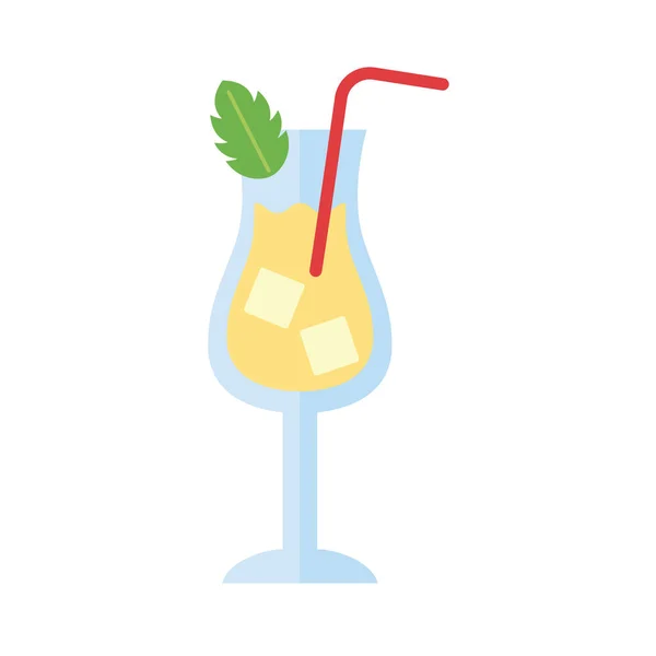 Tasse avec cocktail et feuille de menthe boisson icône de style plat — Image vectorielle