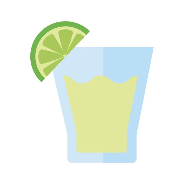 Vaso con bebida de limón icono de estilo plano — Vector de stock