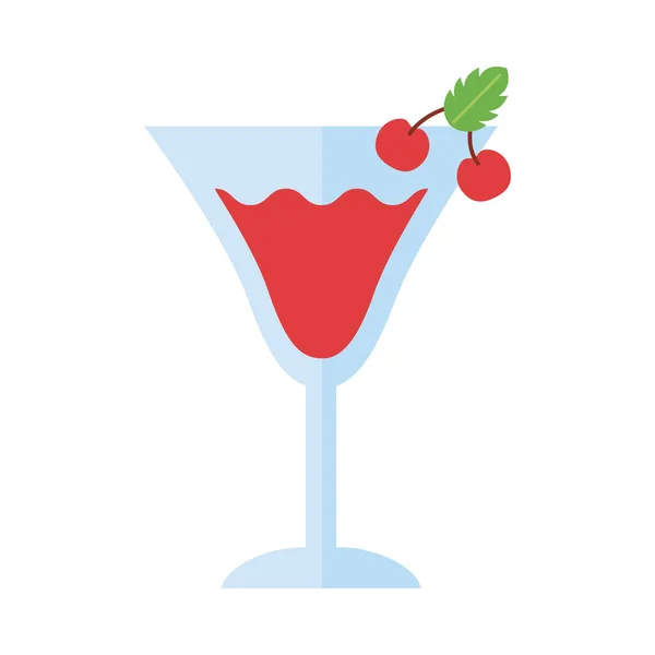 Kopp med dryck och körsbär platt stil ikon — Stock vektor