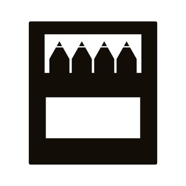 Kutu okul malzemelerindeki kalem renkleri siluet tarzı simge