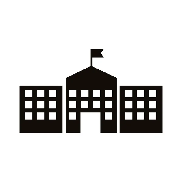 Икона в стиле силуэта школьного здания — стоковый вектор