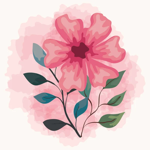 Couleur rose fleur, branches avec feuilles, décoration de la nature — Image vectorielle