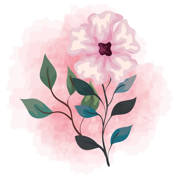 Çiçek pembe renk, yapraklı dallar, doğa dekorasyonu — Stok Vektör
