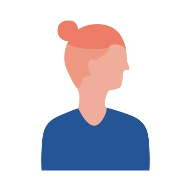 uzun saçlı avatar karakter düz stil ikonuna sahip genç adam profili