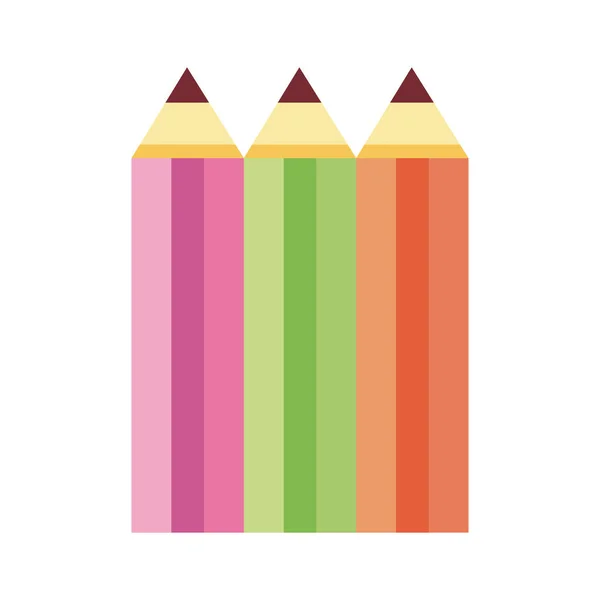 铅笔颜色学校用品扁平风格图标 — 图库矢量图片