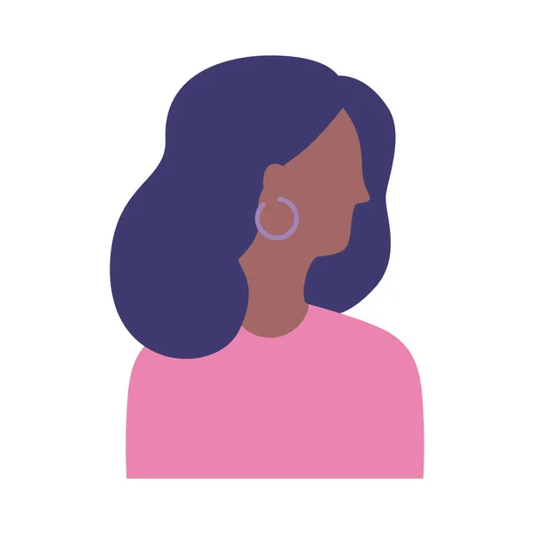 Afro young woman profile avatar character flat style icon — Stock Vector