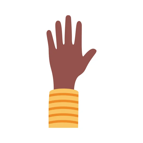 Афро рука людини вгору іконка плоского стилю — стоковий вектор