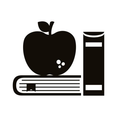 yığın ders kitapları okul arzı ve elma siluet biçimi simgesi
