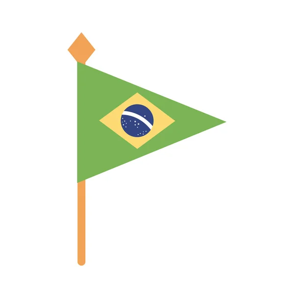 Bandeira do brasil no ícone de estilo plano pólo —  Vetores de Stock