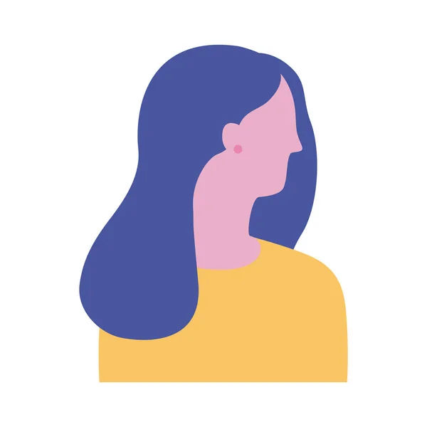 Giovane donna profilo avatar personaggio piatto stile icona — Vettoriale Stock