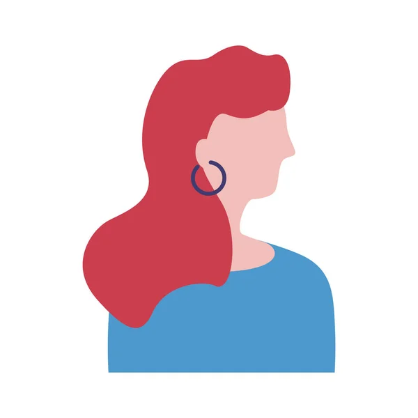 Mladá žena profil avatar znak plochý styl ikona — Stockový vektor