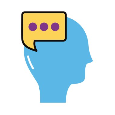 Konuşma baloncuğu satırı ve biçim simgesi olan insan profili