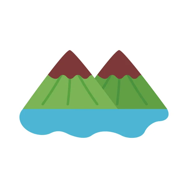 Montañas y lago icono de estilo plano — Vector de stock