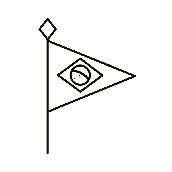 Bandiera brasiliana nell'icona in stile pole line — Vettoriale Stock