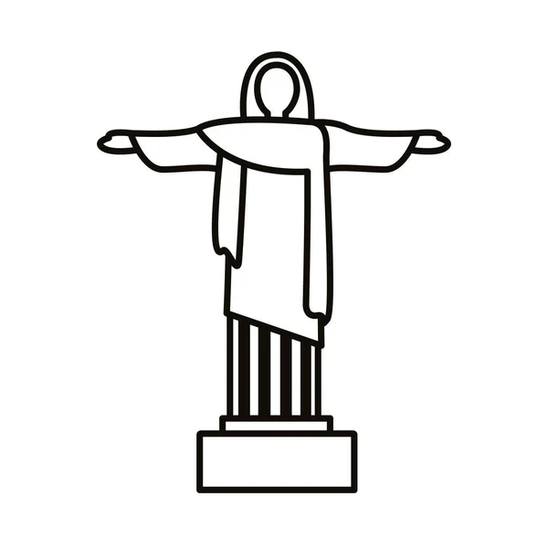 Corcovade christ line style icon — Stock Vector