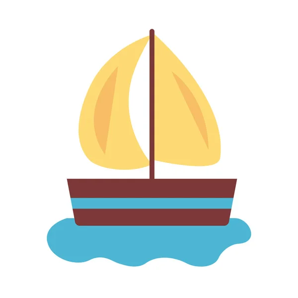 Plachetnice loď plochý styl ikona — Stockový vektor