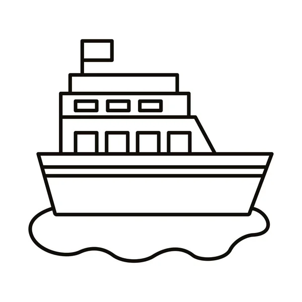Ikona stylu linii łodzi statku — Wektor stockowy