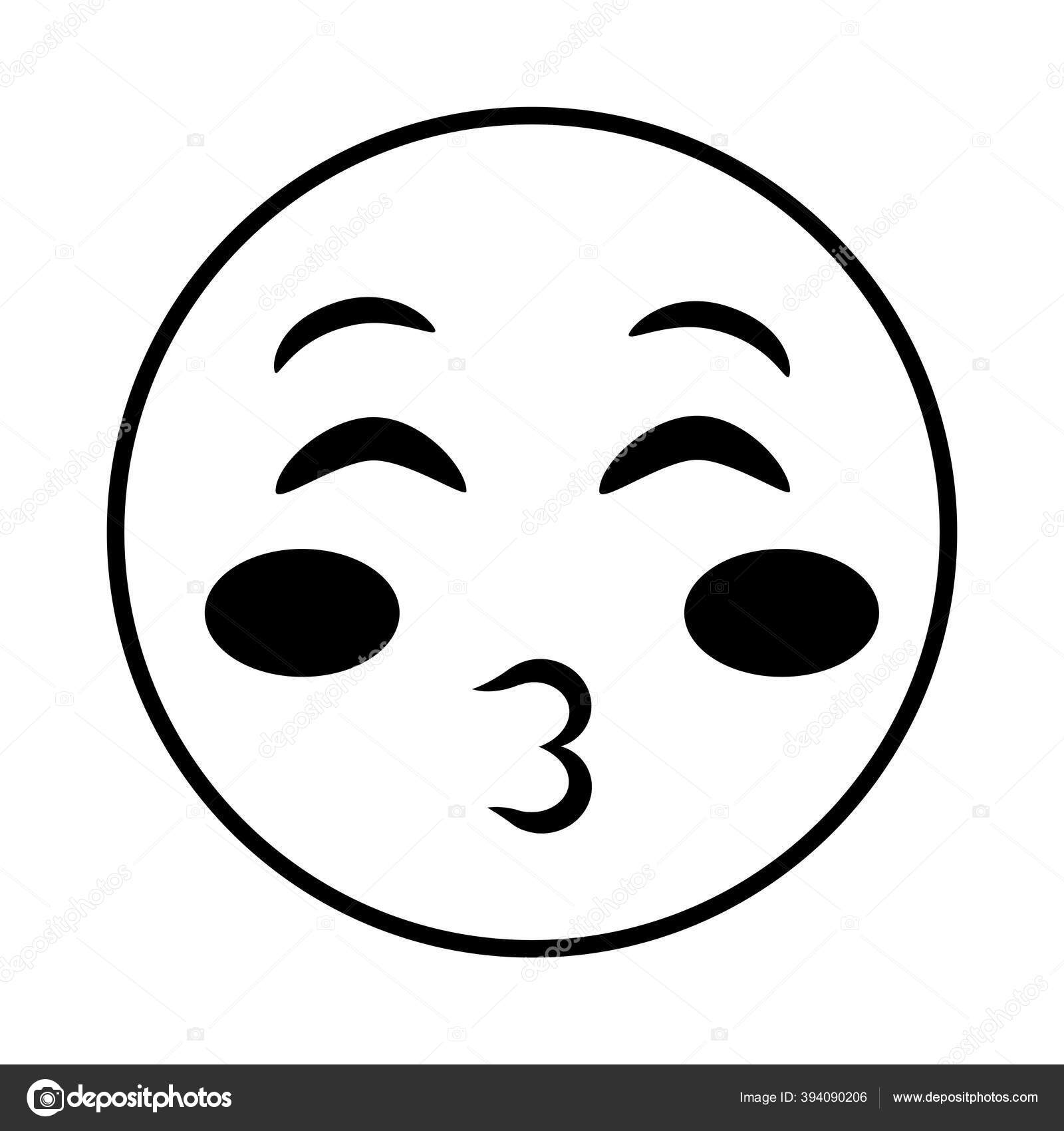 Kissing emoji face classic line style icon Stock Vector Image by
