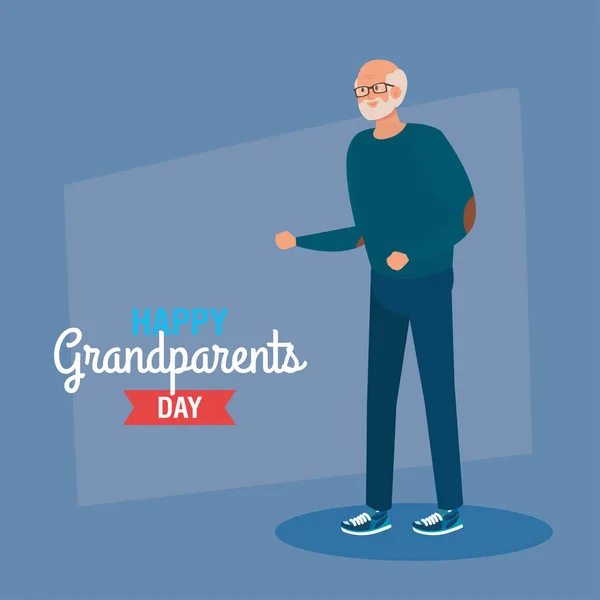 Kakek-nenek senang hari dengan kakek lucu - Stok Vektor
