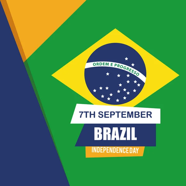 9月7日，巴西独立庆典的旗帜，国旗徽章装饰 — 图库矢量图片