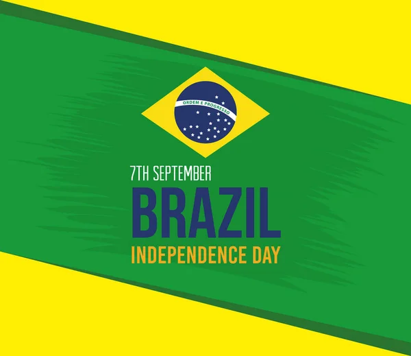 7 septiembre, bandera de la celebración de la independencia de Brasil, decoración del emblema de la bandera — Vector de stock