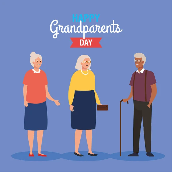 Glücklicher Großelterntag mit netten älteren Menschen — Stockvektor