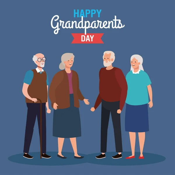 Glücklicher Großelterntag mit niedlichen älteren Paaren — Stockvektor