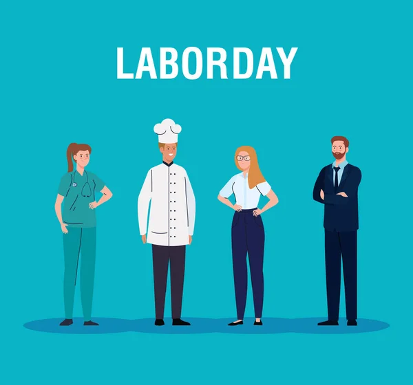 Плакат Дня труда, с людьми разных профессий — стоковый вектор