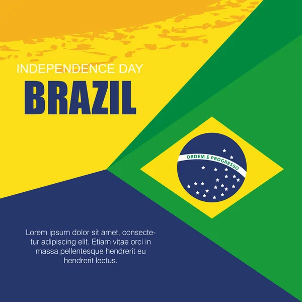 Bandiera della celebrazione indipendenza brasiliana, con icone bandiera emblema decorazione — Vettoriale Stock