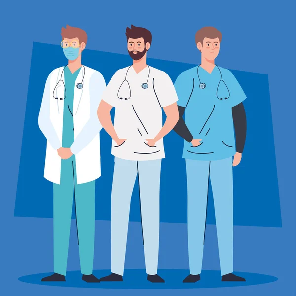 Médico hombres profesional, personal médico del hospital de salud — Vector de stock