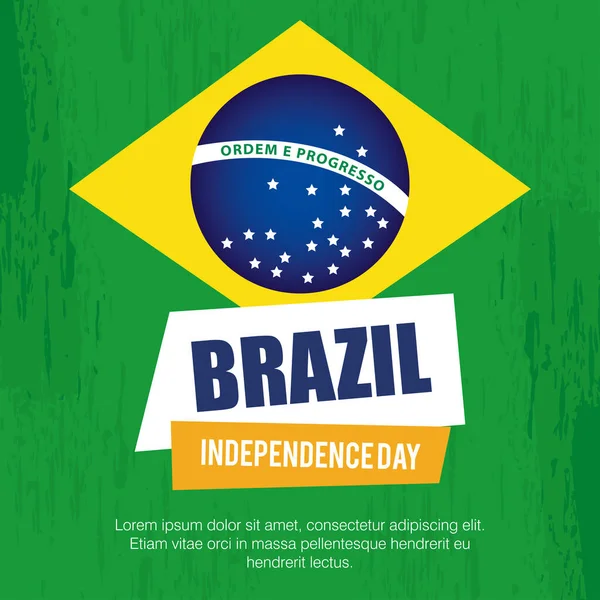 Знамя празднования независимости Бразилии, с иконами флаг украшения эмблемы — стоковый вектор